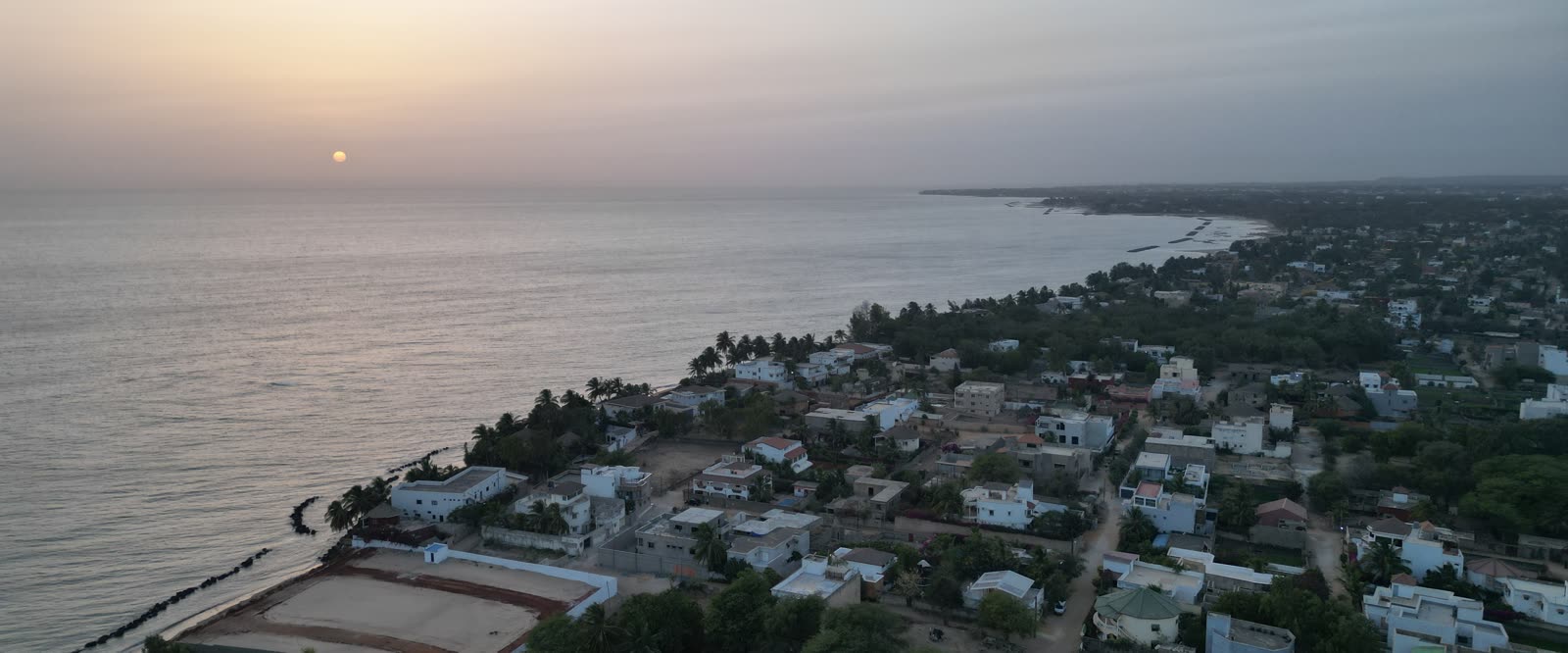 Aerial view of Dakar neighborhoods and coastline